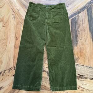 Jodifl Boutique Brand Moss Green Corduroy High Waisted Cropped Wide Leg Pants LG
